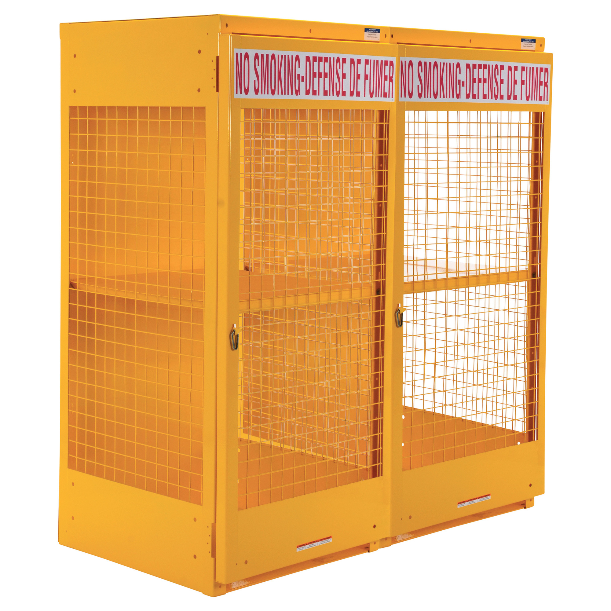 Vestil Canadian LP Cylinder Storage Cabinet - 68.25in. x 60in., 16 Cylinder Capacity, Steel, Yellow, Lockable Doors, Model# CYL-LP-16-CA